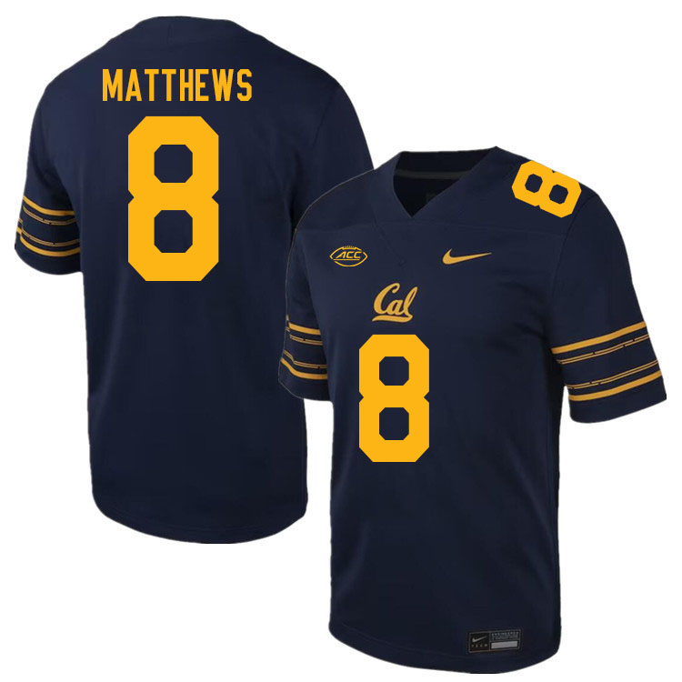 Men #8 Mikey Matthews California Golden Bears ACC Conference College Football Jerseys Stitched Sale-